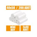 egeayazambalaj 40'lı 5 Rulo Çöp Torbası Mini Boy Küçük 40x50 Çöp Poşeti ( 200 Adet )