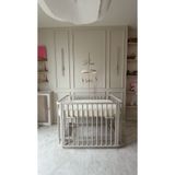 EGEBABY Bej Ahşap 4 in 1 Beşik Takım 70 x 110 (BL) Anne yanı, Karyola, Oyun parkı, Montessori + J