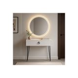 Egecan Mobilya Beyaz Metal Ayaklı Modern Dresuar – 80x20x20 cm, Suntalam, Minimalist Antre ve Salon Konsol Dolabı