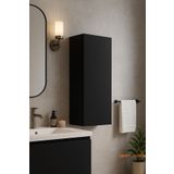 Egecan Mobilya Duvara Monte Tek Kapaklı 3 Raflı Banyo & Kiler Dolabı – Siyah/suntalam, 85×30×30 cm