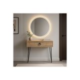 Egecan Mobilya Meşe Metal Ayaklı Modern Dresuar – 80x20x20 cm, Suntalam, Minimalist Antre ve Salon Konsol Dolabı