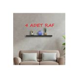 Egecan Mobilya Siyah 4 lü Set Duvar Rafı Gizli Raf Uçan Raf (50-50-50-50)