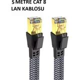 Egecen Cat 8 Lan Kablosu –ethernet Kablosu Örgü Kaplama, Yüksek Hızlı (5 Metre) - Belirtilmemiş