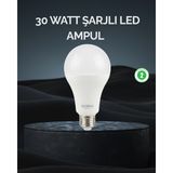 Egecen Şarjlı LED Ampul 30 Watt Soğuk Beyaz - EC001Z-55TE49 - Çok Renkli
