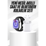 Egecen Yeni Nesil Akıllı Saat ve Kulaklık Seti Gümüş Kasa Zarif Tasarım Çok Fonksiy - EC001Z-5604U - Çok Renkli