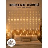 Egecen Yıldız Desenli Perde Tipi Peri LED 3x3 Metre Aydınlatma Yeni Nesil - EC001Z-5610W6 - Çok Renkli