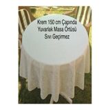 Egeçeyiz Home Yuvarlak Dantel Görünümlü Pvc Muşamba Masa Örtüsü Sıvı Geçirmez Silinebilir. 150 Cm Çap.