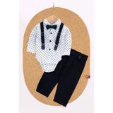 Egelite Erkek Bebek Papyonlu Gömlekli Keten Pantalonlu Askılıklı Bayramlık Alt Üst Bebek Takımı