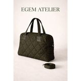 Egem Atelier Kapitone Desen Omuz Çantası - Haki