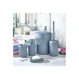 Egem Home Gri 5 Parça Banyo Seti Çöp Kovası Klozet Fırçası Sıvı Sabunluk Diş Fırçalık ve Katı Sabunluk Seti