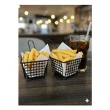 Egem Home Siyah Metal Kare Patates Ve Atıştırmalık Sunum Sepeti Fritöz Sunumluk 2 Adet