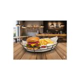 Egem Home Siyah Metal Oval Küçük Fast Food Servis Sepeti Patates Kızartması Hamburger Sunum Tabağı
