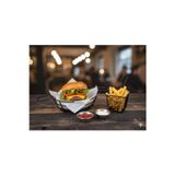Egem Home Siyah Metal Yuvarlak Büyük Fast Food Servis Sepeti Patates Kızartması Hamburger Sos Sunum Seti