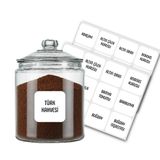 Egesta 216 Adet Suya Dayanıklı Kare Baharat ve Bakliyat Etiketi - Modern Kiler Düzenleyici Kavanoz Sticker Seti - Kapsamlı Mutfak Etiketleri: Bitki Çayı, Kuruyemiş (Modern Beyaz)