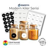 Egesta 216 Adet Suya Dayanıklı Yuvarlak Baharat ve Bakliyat Etiketi - Modern Kiler Düzenleyici Kavanoz Sticker Seti - Kapsamlı Mutfak Etiketleri: Bitki Çayı, Kuruyemiş (Kristal Şeffaf)