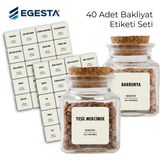 Egesta 40 Adet Bakliyat Kavanoz Etiketi Seti - 6x6 cm Krem Renk Suya Dayanıklı Sticker - Büyük Boy Kiler Düzenleyici Etiket - Mat Vinil Mutfak Çıkartması