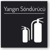 EGESTA Kapı / Koridor Bilgilendirme-Uyarı Yönlendirme Levhası - Siyah Zeminli - YANGIN SÖNDÜRÜCÜ