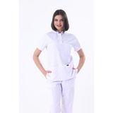 EGEUNIFORM Tek Üst Premium Beyaz Likralı Hakim Yaka Düğmeli Cepli Hemşire Doktor forması medikal kadın erkek