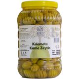 EGEYE DÖNÜŞ Ev Yapımı Geleneksel Kalamata İri Boy Yeşil Kırma Zeytin Palamut - 2 Kg. (Sadece Kaya Tuzu ve Su İçerir)