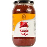 EGEYE DÖNÜŞ Yöresel Ev Yapımı Karışık Salça Cam Kavanoz- 1 Kg. (Domates Ve Tatlı Biber Salçası Karışımı İle Geleneksel Yöntemlerle Üretilmiştir)