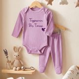 Egg Baby Teyzesinin Bir Tanesi Yazılı Hastane Çıkışı 2 Li Bebek Takım Teyze Temalı %100 Pamuk - 0- 3 Ay - Mor