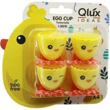 Egg Cup 4pcs Yumurtalık Emoji Desen - Renkli Plastik Civciv Ayaklı - 1/2 Kırık Yumurta Kabuk Model (4887)