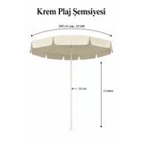 Eğim Verilir Şemsiye, Krem Plaj Ve Bahçe Şemsiyesi 200 Cm Çap Ve 10 Telli, Bidon Dahil