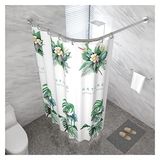 Eğimli Duş Perdesi Çubuğu Uzatılabilir L Şekilli Delmesiz Ayarlanabilir Paslanmaz Çelik Banyo Rayı Köşe Küvetleri için Dekoratif Banyo Direği, (Renk Rengi, C)