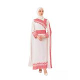Eğimli Omuz Uzun Ve Açık Kollu Filistin Nakışlı Elbise M-3Xl C100050