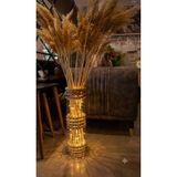 Egindra LED aydınlatmalı hasır kuru çiçek vazosu yer vazosu bohem dekoratif yer vazosu 48-50 cm