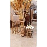 Egindra Metal Tel Hasır Örgülü Özel Tasarım Pampas Vazosu 25 Ve 50 cm 2li Set