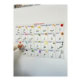 Eğitci Elifba, Arapça Alfabe Yazı Tahtası 105x70 Cm Yapışkansız Kendiliğinden Tutunur Beyaz