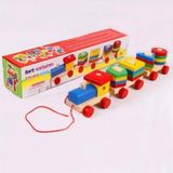 Eğitici Ahşap Geometrik Tren, Çocuklar Için Renkli ve Güvenli Oyun Seti - Seçenek 1 - Ahşap Bej - Siyah