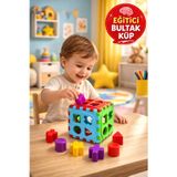 Eğitici Bultak Küp Oyuncak Fileli – Renkli Geometrik Şekil Eşleştirme Zeka Geliştirici