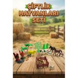 Eğitici Çiftlik Hayvanları Oyun Seti - 20 Parça Oyuncak Hayvan Figürleri, Ağaç