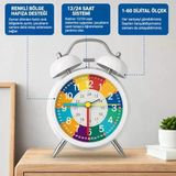 Eğitici Çocuk Alarm Saati | Renkli Öğretici Saat 12/24 Sistem Sessiz Mekanizma Kolay Okuma