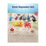 Eğitici Deniz Hayvanları Figür Oyuncak Seti - Köpekbalığı Balina Yengeç Okyanus Canlıları (9 Parça)