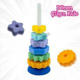 Eğitici Dönen Çılgın Kule Seti - Bebekler Için El Becerisi ve Zeka Geliştirici Oyuncak Dönen Kule Set