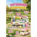 Eğitici Dönüşebilen Oyuncak Veteriner Karavanı Oyun Seti 26 Parça Müzikli Evcil Hayvan Bakım Pet Spa