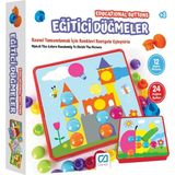 Eğitici Düğmeler 3+ Yaş Çocuklar Için 12 Resim 24 Düğme Eğlenceli ve Eğitici Aktivite Oyunu - Pembe