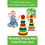 Eğitici Eğlenceli Zeka Geliştirici Oyun Çocuk El Göz Koordinasyonu Woodoy Ahşap Mini Kule Dizme Seti - diğer