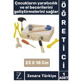 Eğitici El Becerisi Yaratıcılık Geliştirici Aletleri Tanıma Zararsız Ahşap 8 Parça Tamir Çantası