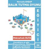 Eğitici El-Göz Koordinasyonu Parça Bütün Ilişkisi Eğlenceli Havuzlu Ahşap Manyetik Balık Tutma Oyunu - Çok Renkli