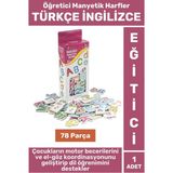 Eğitici Görsel Algı El-Göz Koordinasyonu Dil Öğrenimi 78 Parça Manyetik Harfler Türkçe Ingilizce - Çok Renkli