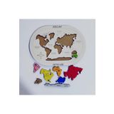 Eğitici Hobi Kabartmalı Ahşap Dünya Kıtalar Haritası Montessorie Bul Tak Puzzle
