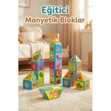 Eğitici Manyetik Bloklar 18 Parça - Mıknatıslı Zeka Küpleri - Montessori Bebek Yapboz Puzzle Seti