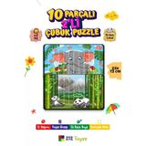 Eğitici Öğretici Sevimli Fil+Sevimli Panda Dikey 10 Parçalı Ahşap Çubuk Yap Boz Puzzle 2Li Set