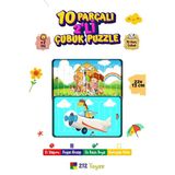 Eğitici Öğretici Sevimli Uçak+Sevimli Köpekler Dikey 10 Parçalı Ahşap Çubuk Yap Boz Puzzle 2Li Set