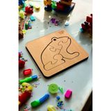 Eğitici Puzzle 4mm Plywood Ahşap Boyanabilir Çocuklar Için - Hayvanlar - Kurbağa