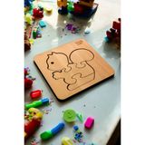 Eğitici Puzzle 4mm Plywood Ahşap Boyanabilir Çocuklar Için -Hayvanlar Serisi -Sincap Boya Setli